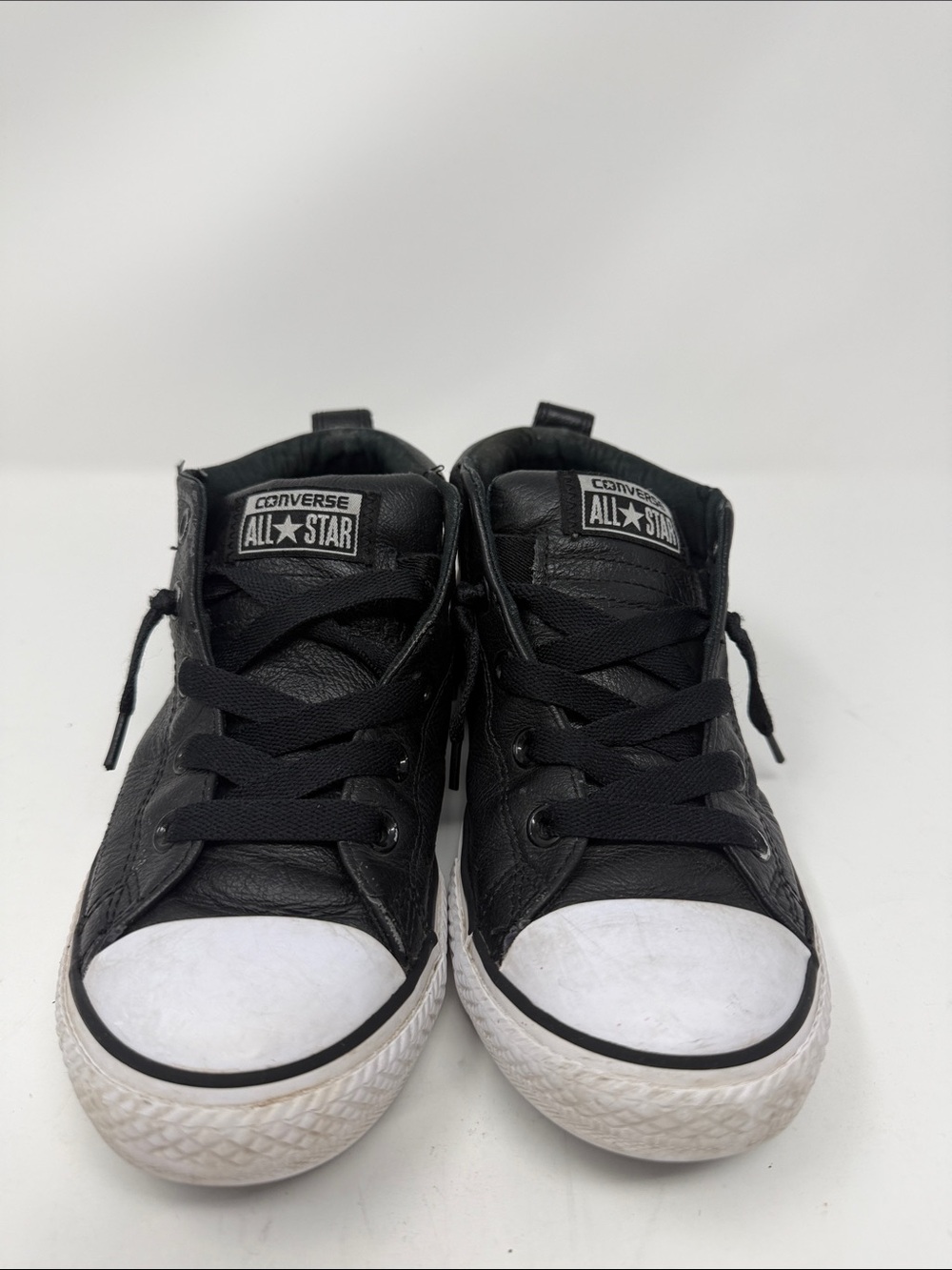 Converse Kids' Black Leather All Star Sneakers